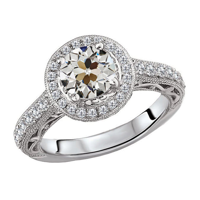 Sophistiqué Diamant Fin Bague Sertie Halo 4,50 carats – vue principale