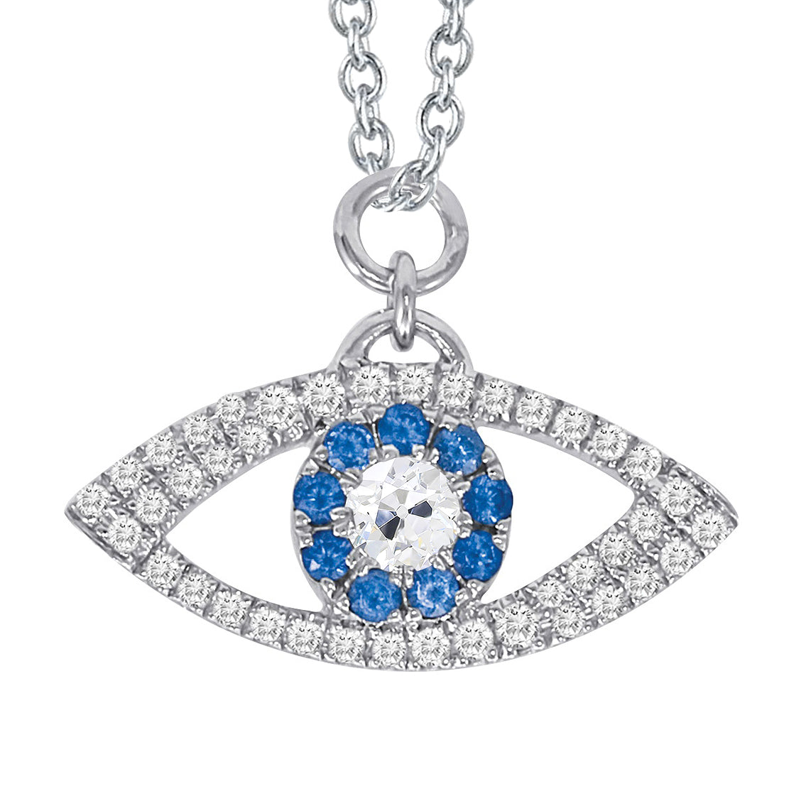 Collier Pendentif Or Blanc 14 Carats avec Brillant – vue principale