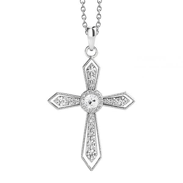 Brillant Pendentif 1,50 carats Or 14K Blanc – vue principale