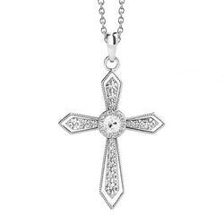Brillant Croix Pendentif – 1,50 carats en Or 14K Blanc