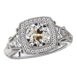 Ancien Bague Sertie Halo – Diamant 4 carats Or Blanc 14 Carats