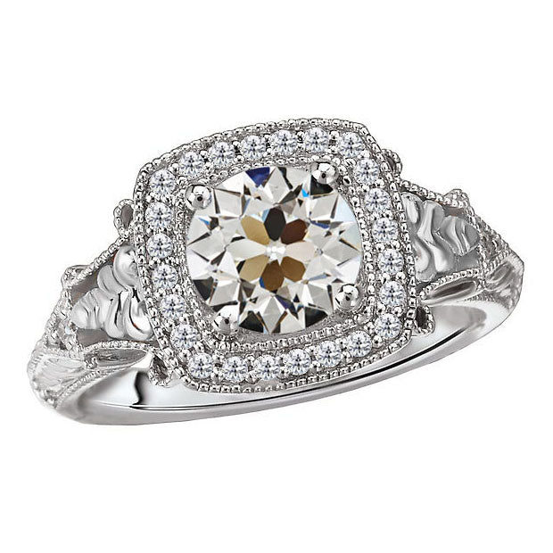 Haut de gamme Bague Sertie Halo 4 carats – vue principale