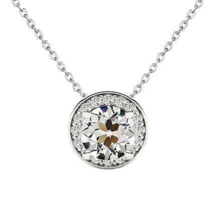 Diamant Fin Taille Old Mine Pendentif en Or Blanc 14 Carats – vue principale