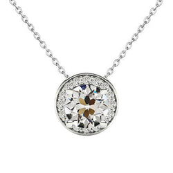 Or Blanc 14 Carats Diamant Fin Pendentif – 1,50-carats Taille