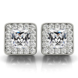 Puces d'Oreilles Or 14K Blanc avec Diamant – 3 carats