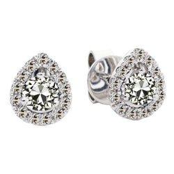 Coussin Antique Diamant Pendants d'Oreilles en Or Blanc 14
