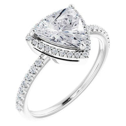 Taille Trillion Brillant Bague Sertie Halo – 1,50 carats en Or