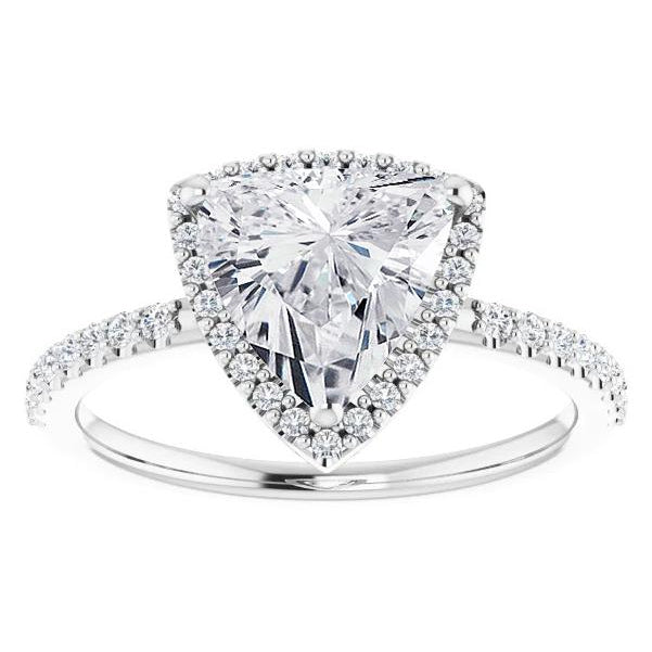 Taille Trillion Brillant bague en Or Blanc 14 Carats – vue de face
