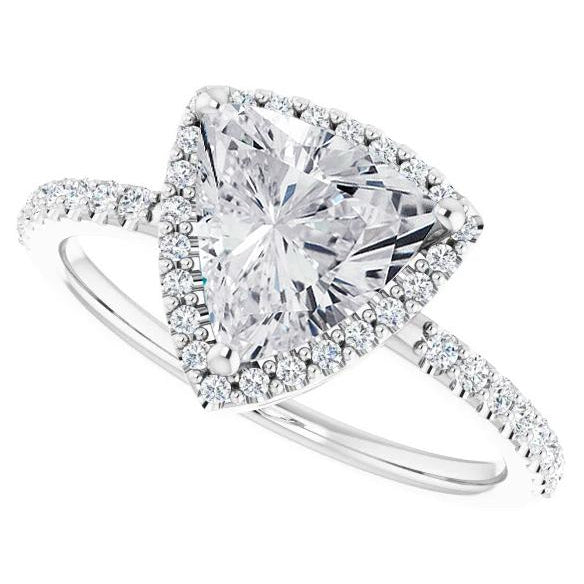 Brillant Bague Sertie Halo 1,50-carats Or Blanc 14 Carats – vue de côté