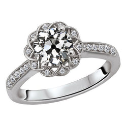 Or Blanc 14 Carats Taille Old Mine Diamant Bague de Fiançailles