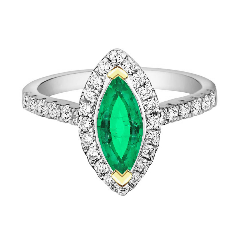 Raffiné Émeraude Colombienne Bague Pierre Précieuse 2 carats – vue principale