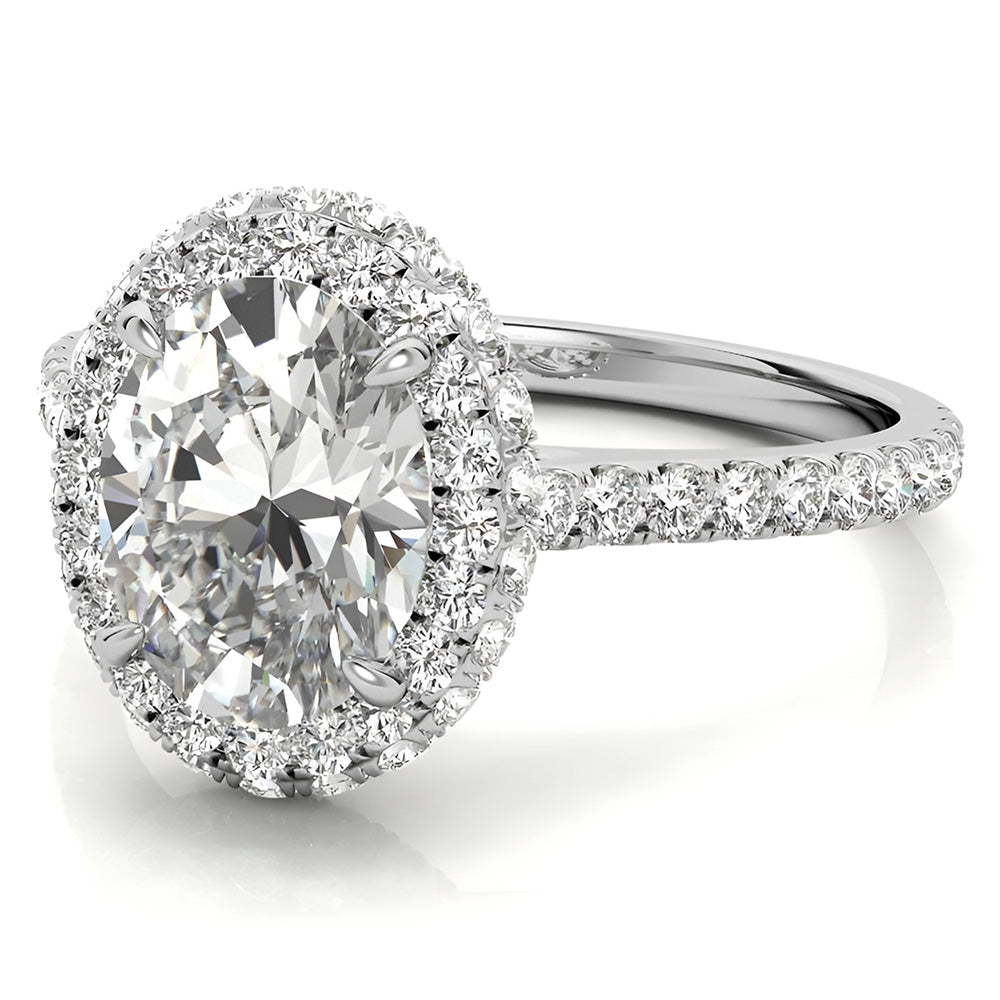 Coussin Antique Brillant bague en Or Blanc 14 Carats – vue de côté