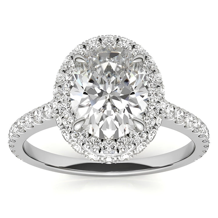 Brillant Bague de Fiançailles Halo 4,50-carats Or Blanc 14 Carats – vue de face