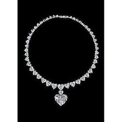 Heart Cut Réel Diamond Tennis Necklace White Gold Jewelry 29 Ct