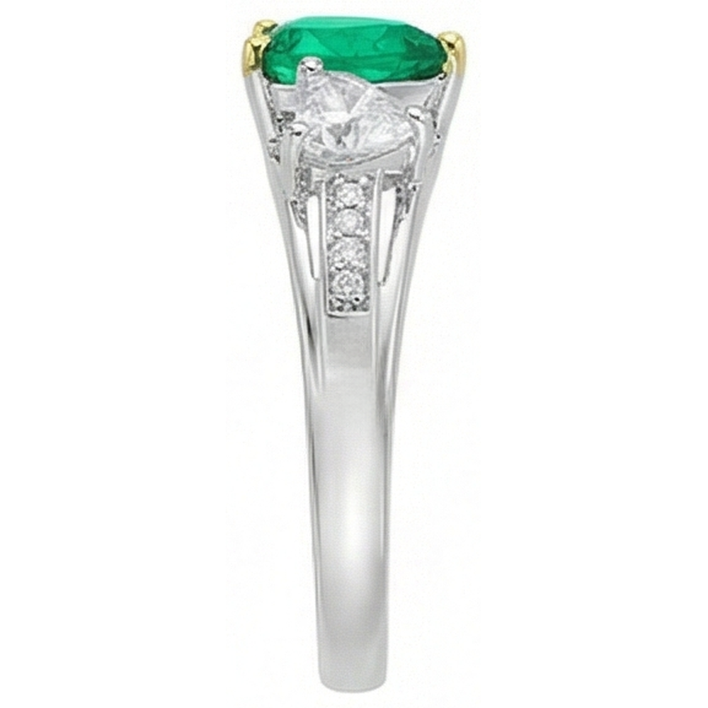 Émeraude Fine Bague Pierre de Couleur 1-carats Or Bicolore 14 Carats – vue de profil