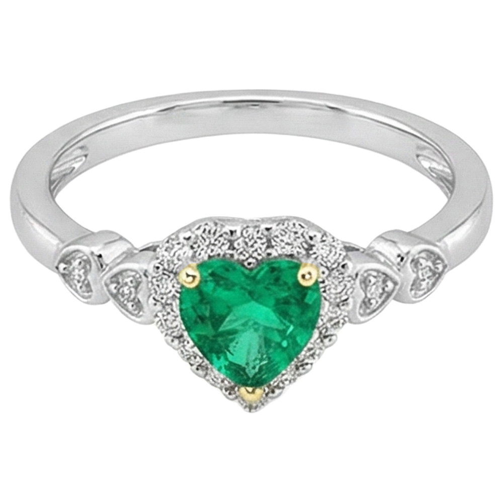 Bague Pierre Précieuse Or Deux Tons 14 Carats avec Émeraude Colombienne – vue de profil