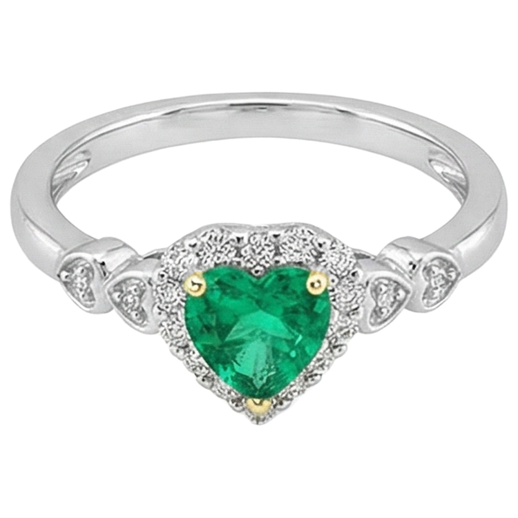 Bague Pierre Précieuse Or Deux Tons 14 Carats avec Émeraude Colombienne – vue de profil
