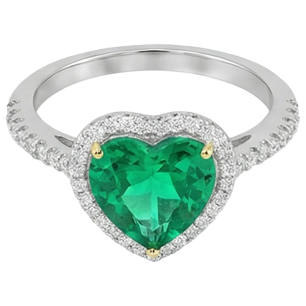 Bague Pierre Précieuse Or Deux Tons 14 Carats avec Émeraude Colombienne – vue de côté