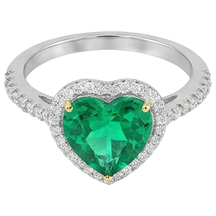 Bague Pierre Précieuse Or Deux Tons 14 Carats avec Émeraude Colombienne – vue de côté
