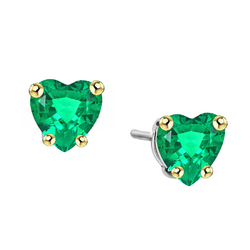 Émeraude Fine taille Forme Cœur Gemstone Earring 3 carats – Or