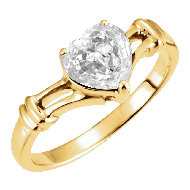 Diamant Fin Forme Cœur Solitaire de Fiançailles en Or 14K Jaune – vue principale