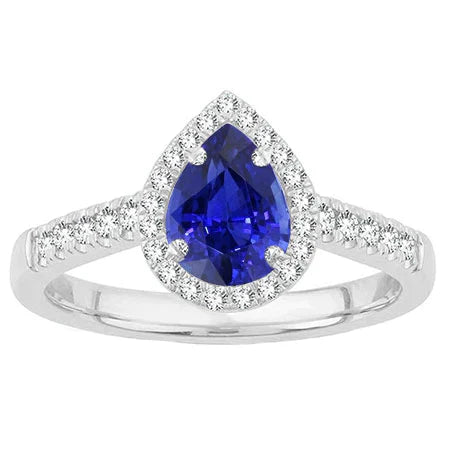 Saphir Bleu Royal Bague Pierre Précieuse 1,50-carats Or Blanc 14 Carats – vue principale
