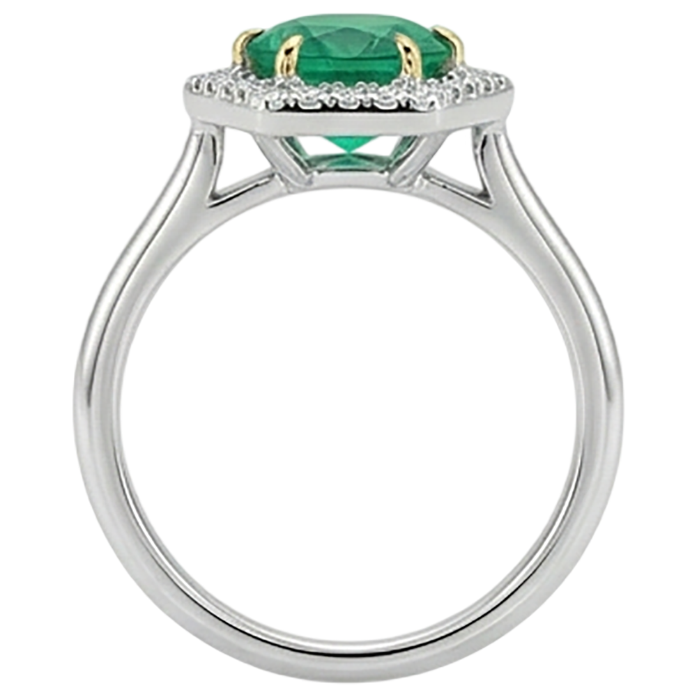 Rayonnant Émeraude Colombienne Bague avec Gemme 2,50 carats – vue de dessus