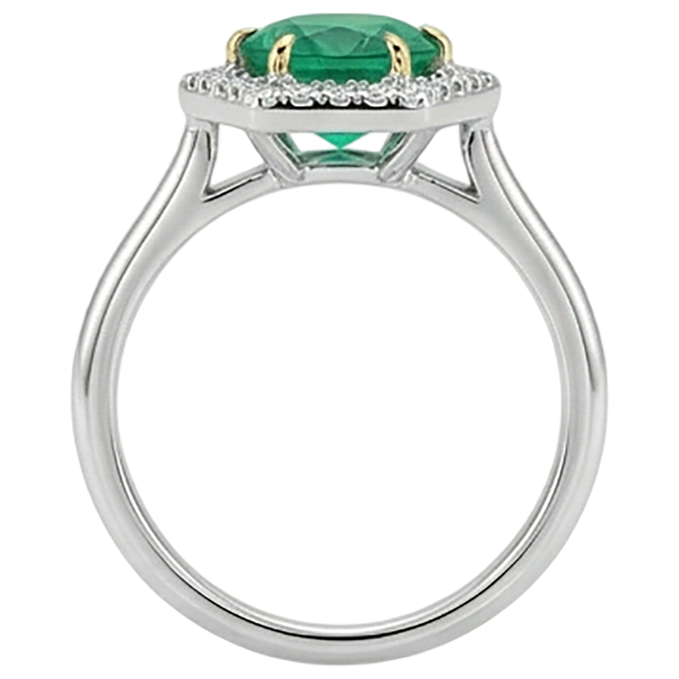 Rayonnant Émeraude Colombienne Bague avec Gemme 2,50 carats – vue de dessus