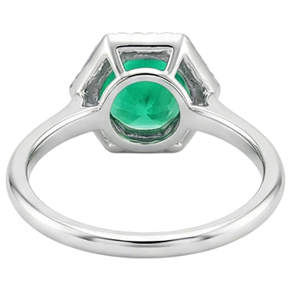 Taille Brillant Émeraude Colombienne bague en Or Deux Tons 14 Carats – vue arrière