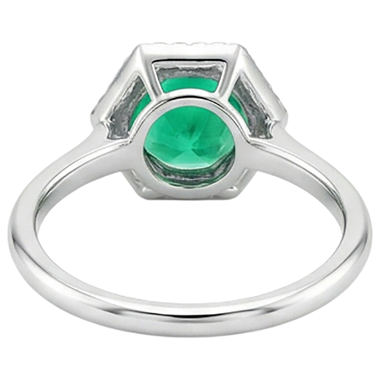 Taille Brillant Émeraude Colombienne bague en Or Deux Tons 14 Carats – vue arrière