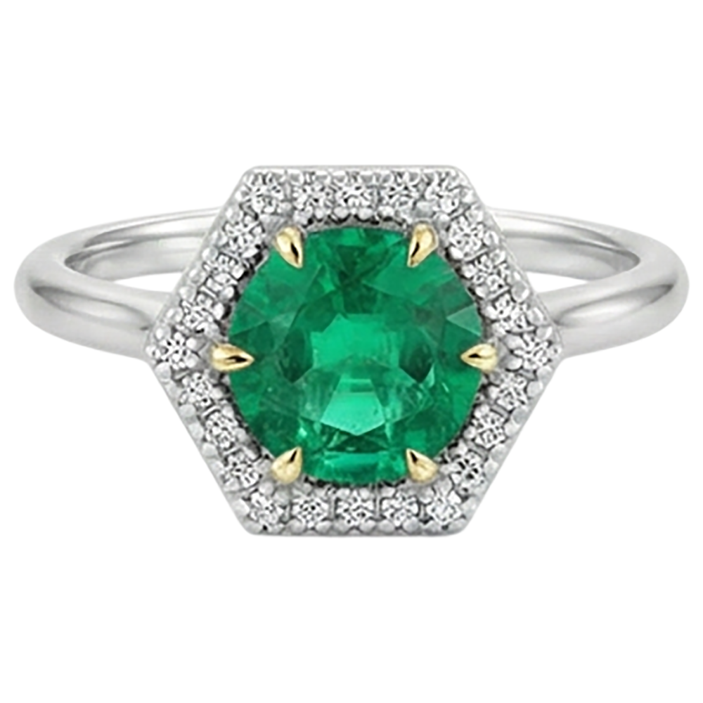 Rayonnant Émeraude Colombienne Bague avec Gemme 2,50 carats – vue de face