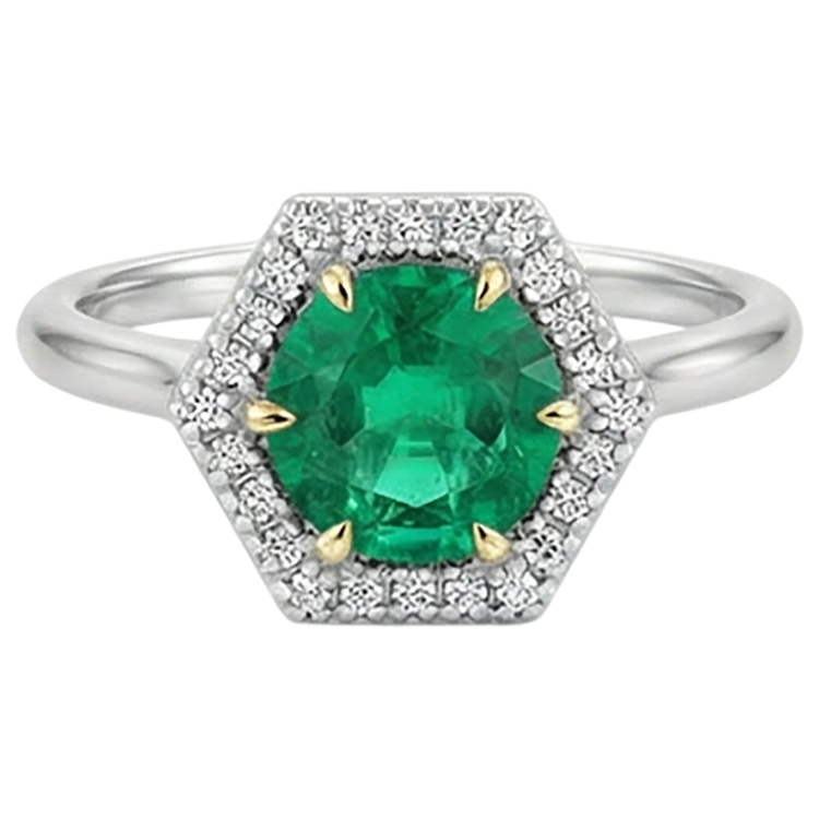 Rayonnant Émeraude Colombienne Bague avec Gemme 2,50 carats – vue de face