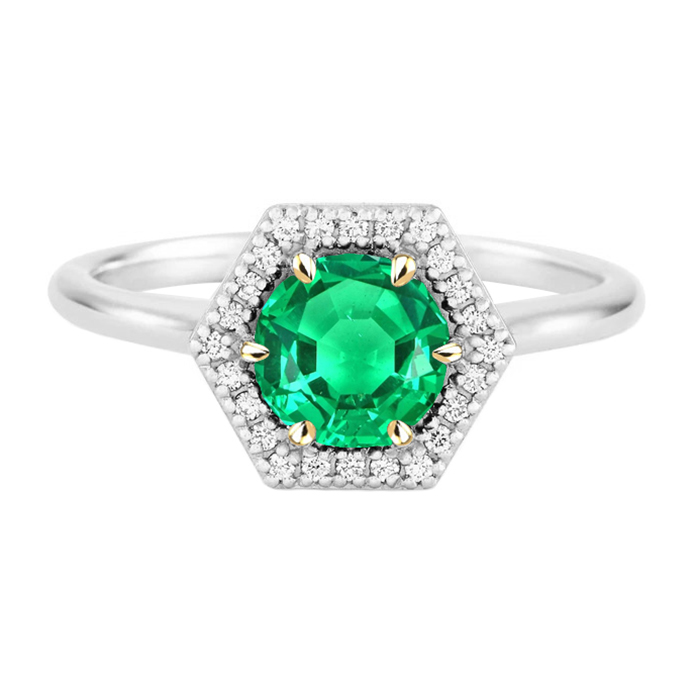 Émeraude Colombienne Bague avec Gemme – vue principale