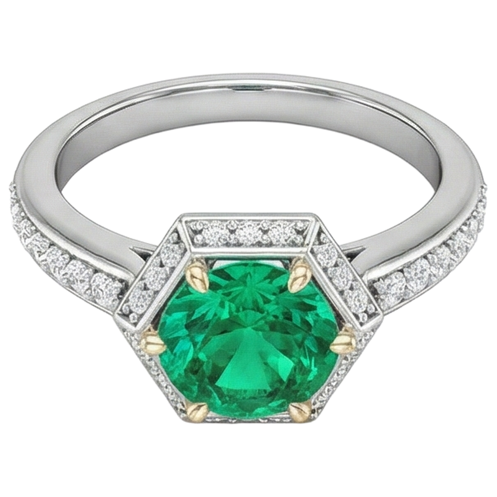 Émeraude Fine Bague avec Gemme – vue de profil