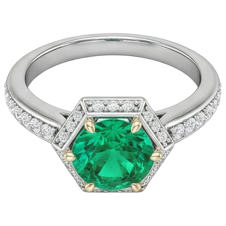Émeraude Fine Bague avec Gemme – vue de profil
