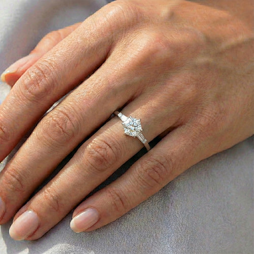 Diamant Bague de Fiançailles 1-carats Or Blanc 14 Carats – vue de dessus