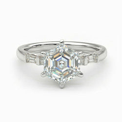 Princesse Diamant Bague de Fiançailles en Or Blanc 14 Carats – 1