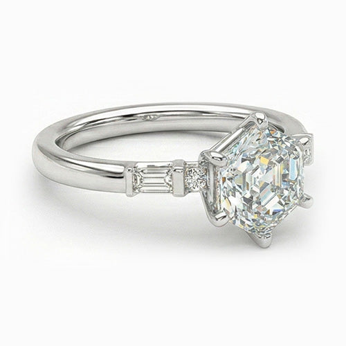 Bague de Fiançailles Or Blanc 14 Carats avec Diamant – vue de face