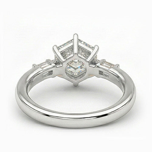Princesse Diamant bague en Or Blanc 14 Carats – vue de profil
