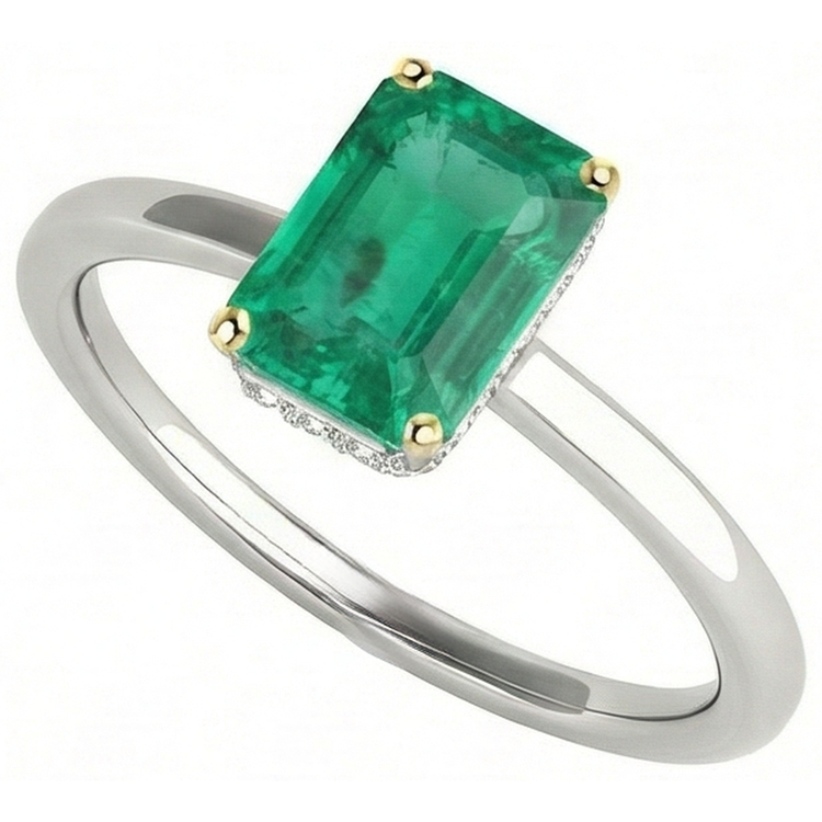 Émeraude Colombienne Bague Pierre de Couleur – vue de côté