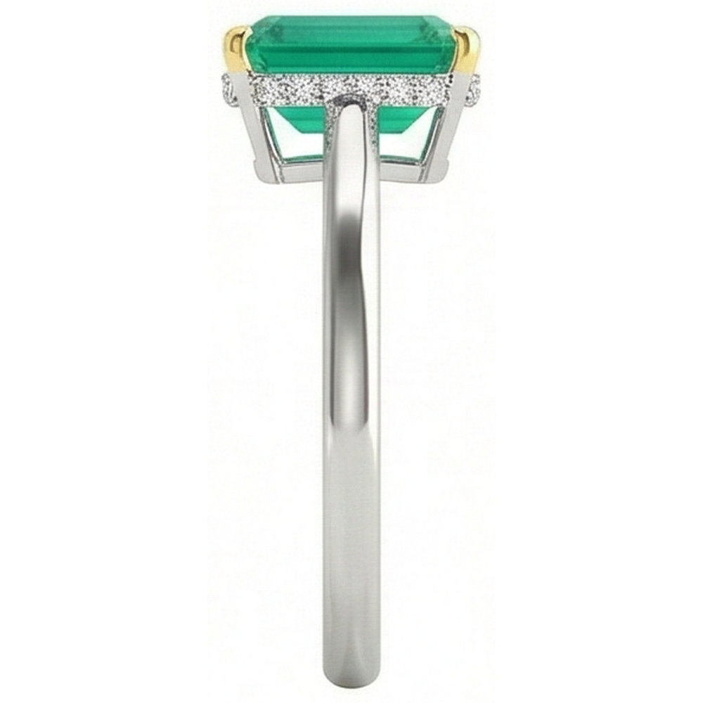Émeraude Colombienne Bague Pierre de Couleur 2-carats Or 14K Bicolore – vue de profil