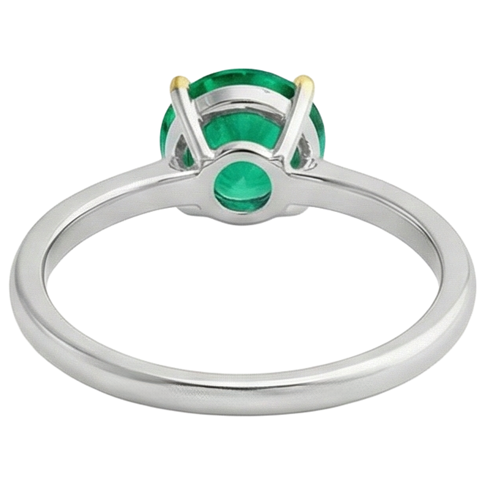 Émeraude Fine Taille Brillant Bague Pierre Précieuse en Or Deux Tons 14 Carats – vue arrière