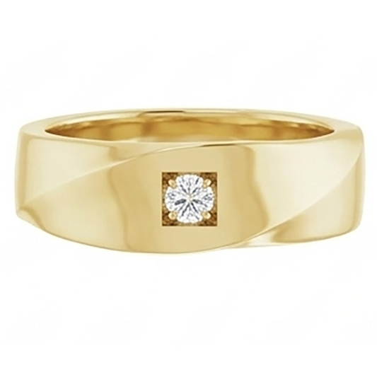 Homme 10K Yellow Gold Certifié IGI Brillant Bague Masculine 0,25