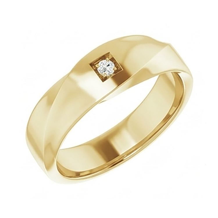 Homme 10K Yellow Gold Certifié IGI Brillant Bague Masculine 0,25