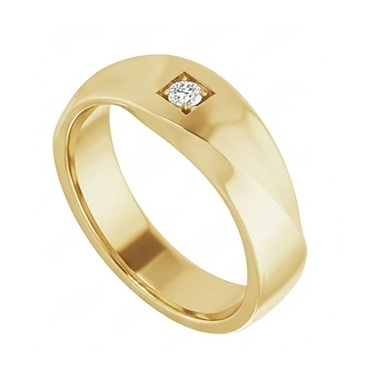 Homme 10K Yellow Gold Certifié IGI Brillant Bague Masculine 0,25