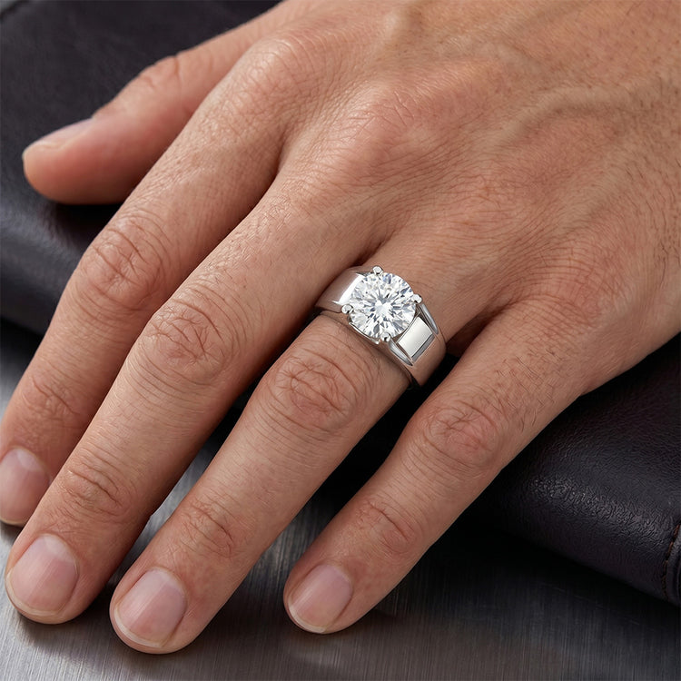 Homme Brillant Bague Masculine 2,50 carats F/VS1 – Or Blanc 14