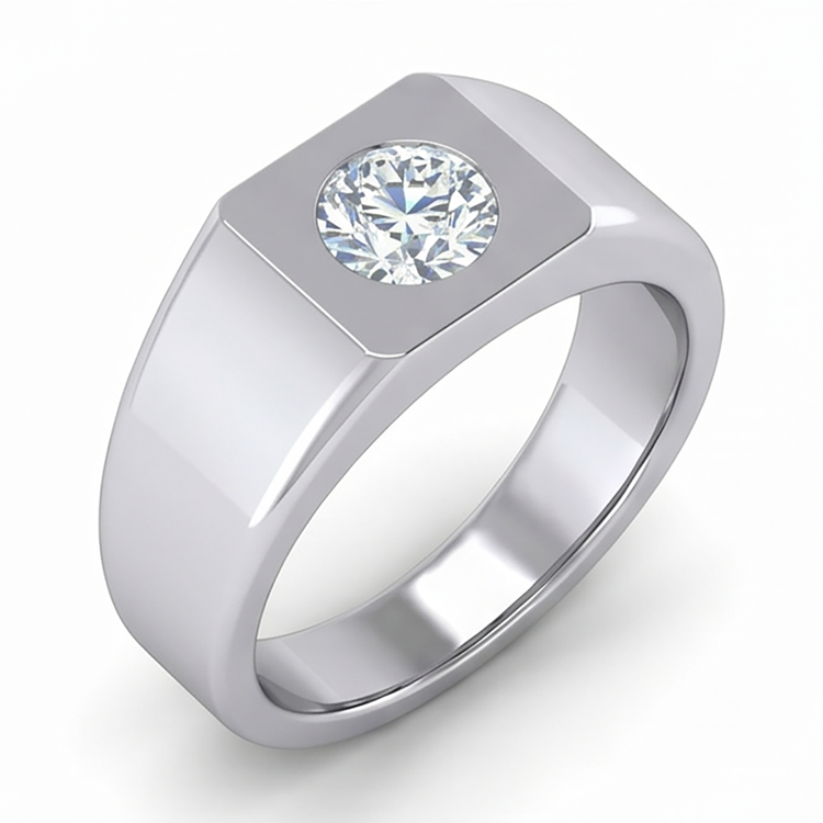 Homme Certifié IGI Bague Masculine – Brillant 1 carats 10K White