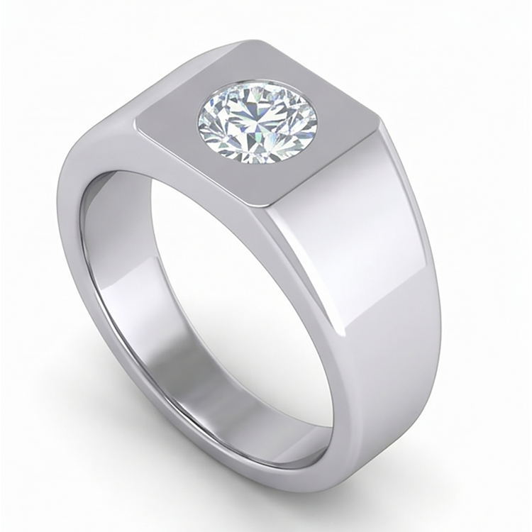 Homme Certifié IGI Bague Masculine – Brillant 1 carats 10K White