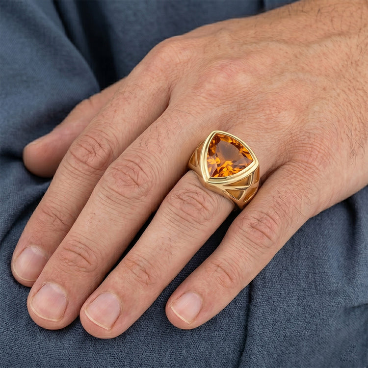 Homme Joaillerie Fine Or Jaune 14 Carats avec Citrine – 8,5
