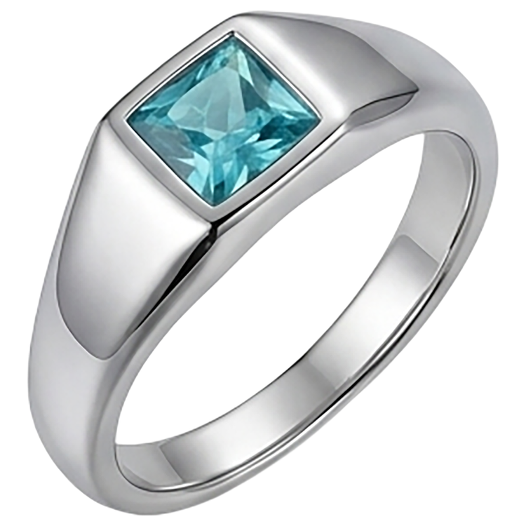 Homme Paraiba Néon Bague Masculine de luxe – 1 carats Or Blanc 14
